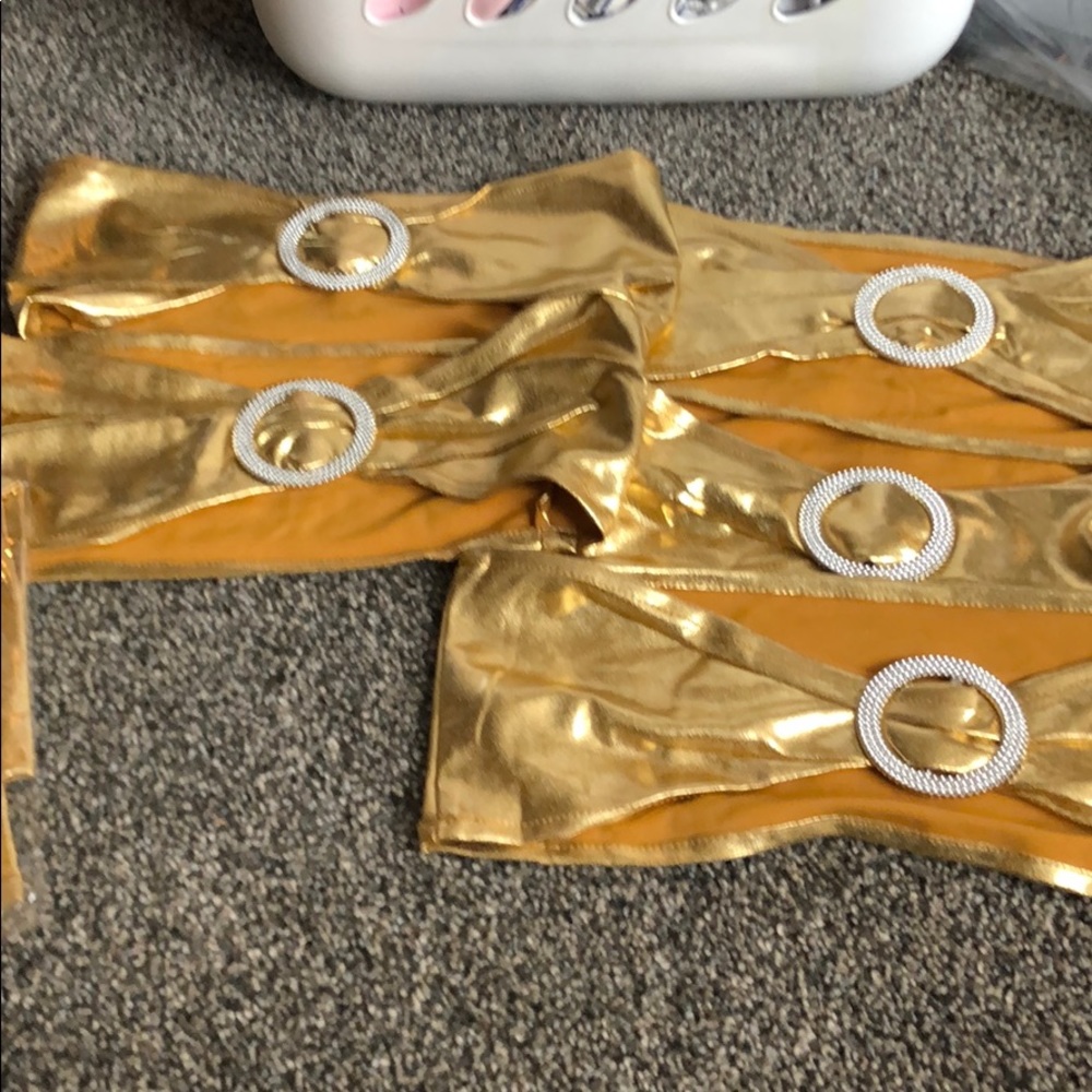 Gold chair decorations with silver accent